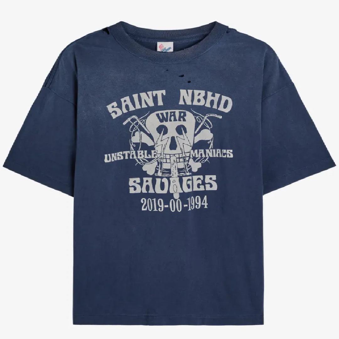 NEIGHBORHOOD Cotton T-Shirt – Premium Streetwear Style front Saint Mxxxxxx x Neighborhood Saint T-Shirt - Image 1