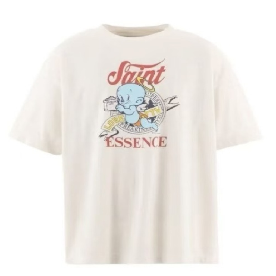 SAINT Mxxxxxx Baby Michael T-Shirt – Off White Premium Casual Style front SAINT Mxxxxxx Baby Michael T-Shirt - White - Image 1