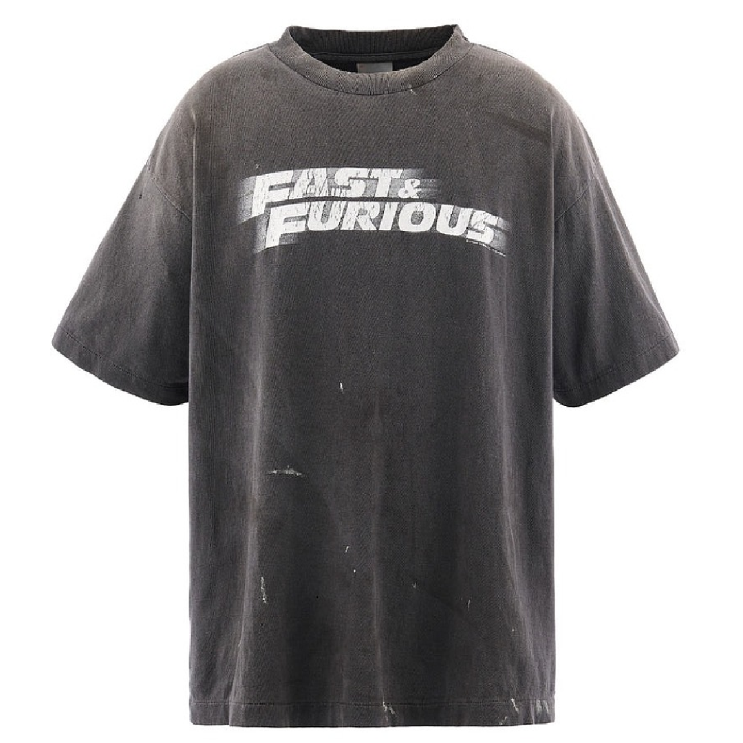 SAINT Mxxxxxx Distressed Logo Print T-Shirt front SAINT Mxxxxxx Fast & Furious T-Shirt - Image 1