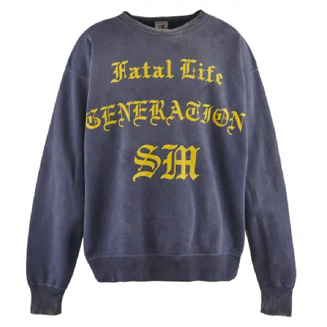 SAINT Mxxxxxx FATAL LIFE Graphic Crewneck Sweatshirt front SAINT Mxxxxxx FATAL LIFE Crewneck Sweatshirt - Image 1