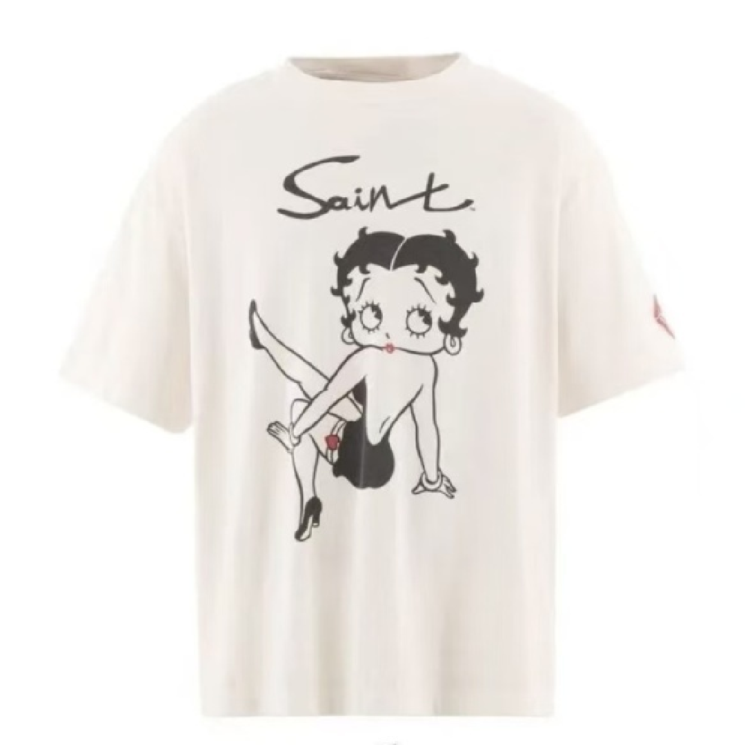 SAINT Mxxxxxx Graphic-Print T-Shirt – Premium Casual Everyday Style front SAINT Mxxxxxx Betty Boop Betty T-Shirt - Image 1