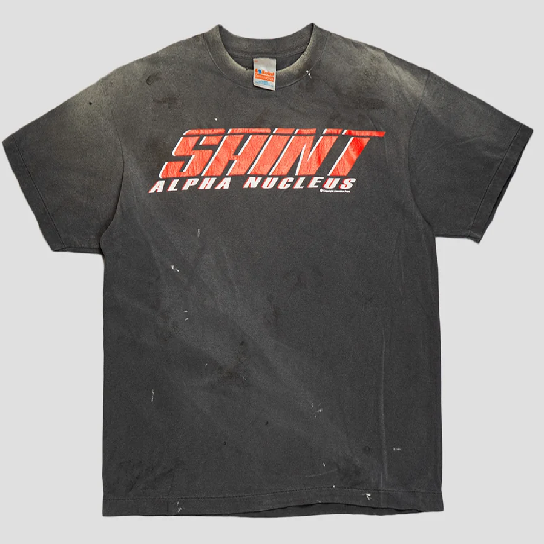 SAINT Mxxxxxx Graphic Print Tee – Black Vintage Style front SAINT Mxxxxxx ALPHA NUCLEUS T-Shirt – Black - Image 1