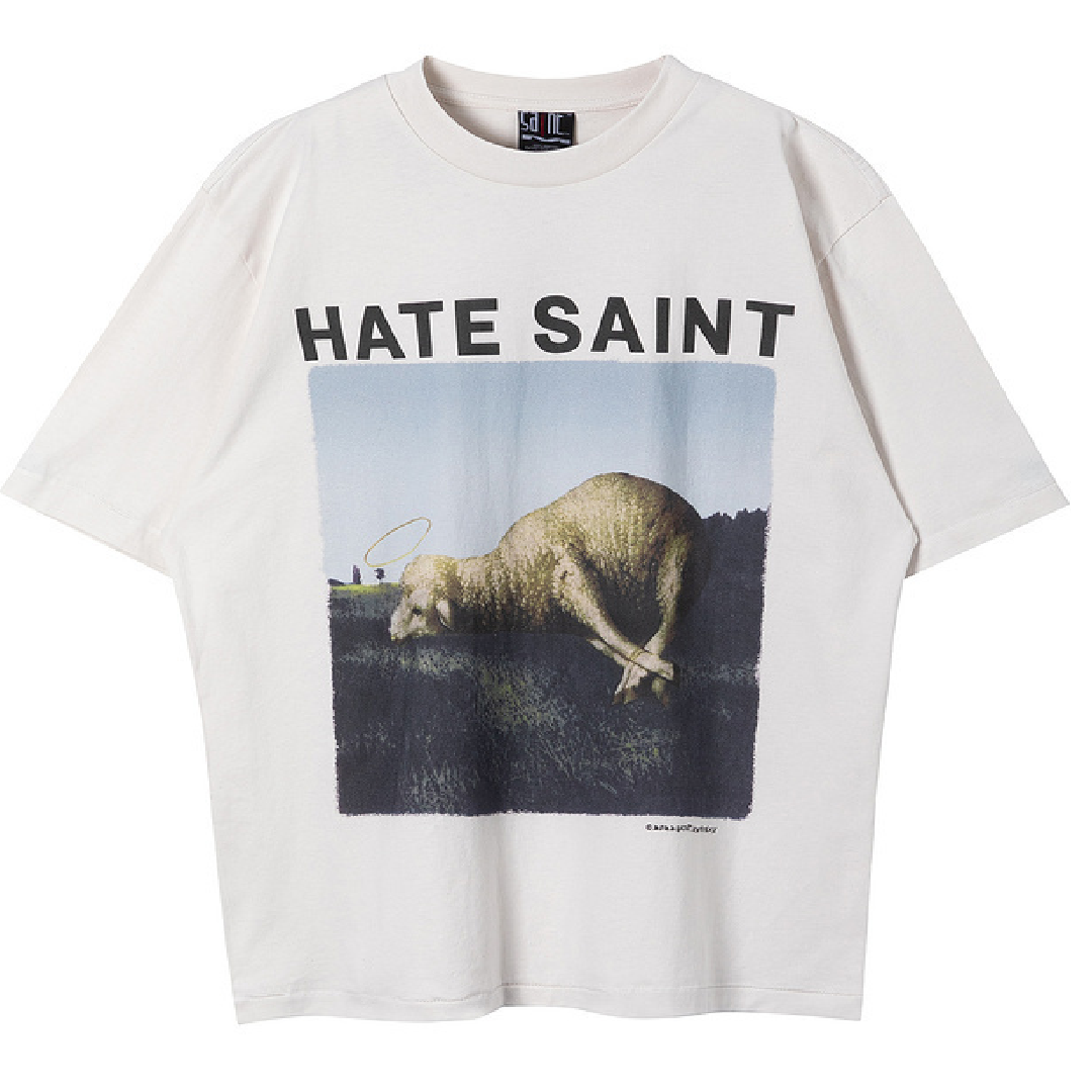 SAINT Mxxxxxx Hate Sheep Print T-Shirt – Graphic Design front SAINT Mxxxxxx Hate Sheep T-Shirt - Image 1