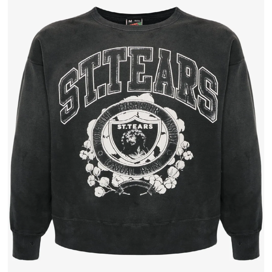 SAINT Mxxxxxx Logo-Print Cotton Sweatshirt – Modern Everyday Look front SAINT Mxxxxxx Denim Tears ST. Tears Sweatshirt - Image 1