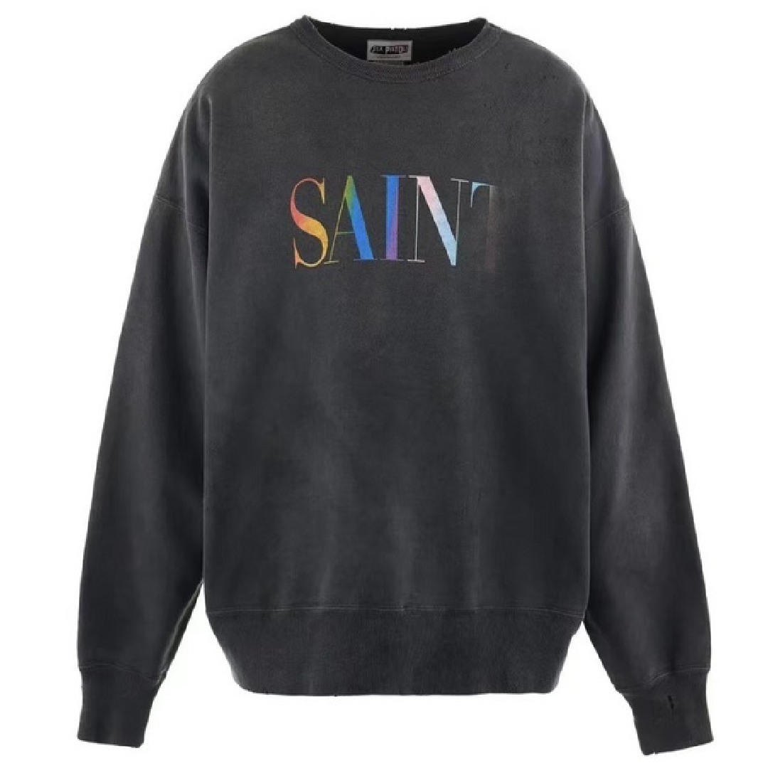 SAINT Mxxxxxx Rainbow Saint Crewneck Sweatshirt front SAINT Mxxxxxx Rainbow Saint Crewneck Sweatshirt - Image 1