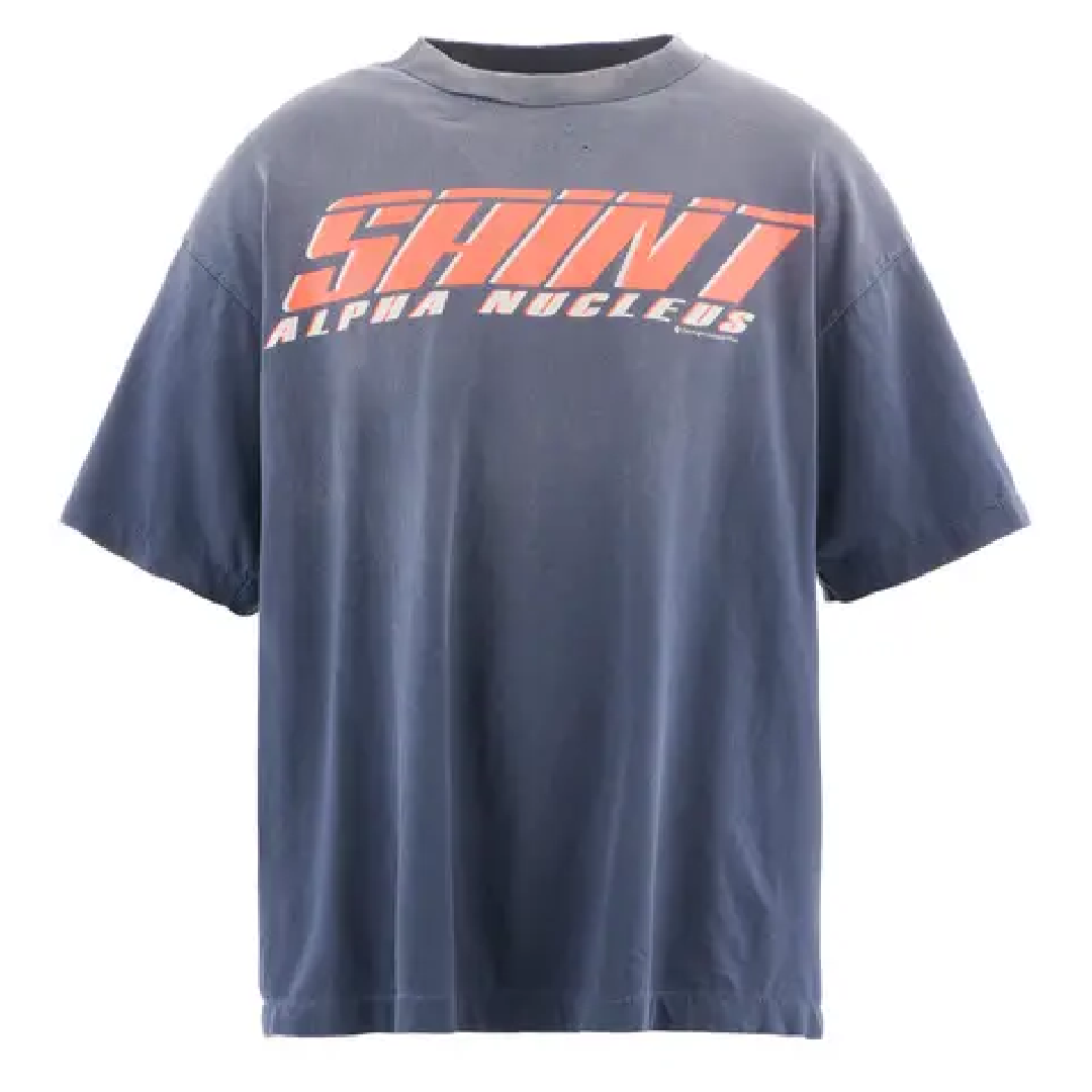 SAINT Mxxxxxx SAINT ALPHA SS T-Shirt – Navy FRONT SAINT Mxxxxxx SAINT ALPHA NUCLEUS T-Shirt – Navy - Image 1