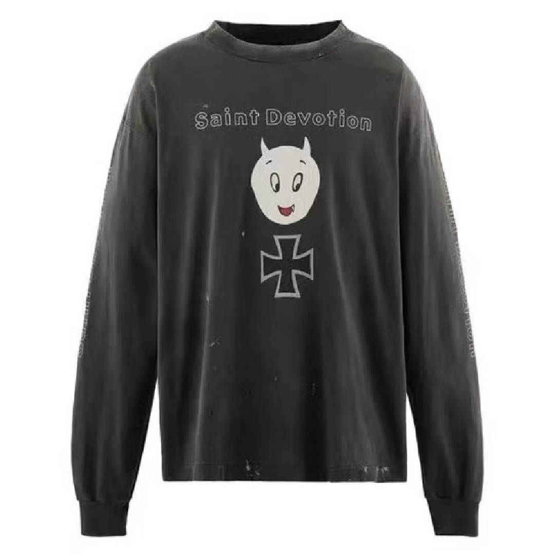 SAINT Mxxxxxx SAINT DEVOTION Long-Sleeve T-Shirt front SAINT Mxxxxxx SAINT DEVOTION Long-Sleeve T-Shirt - Image 1