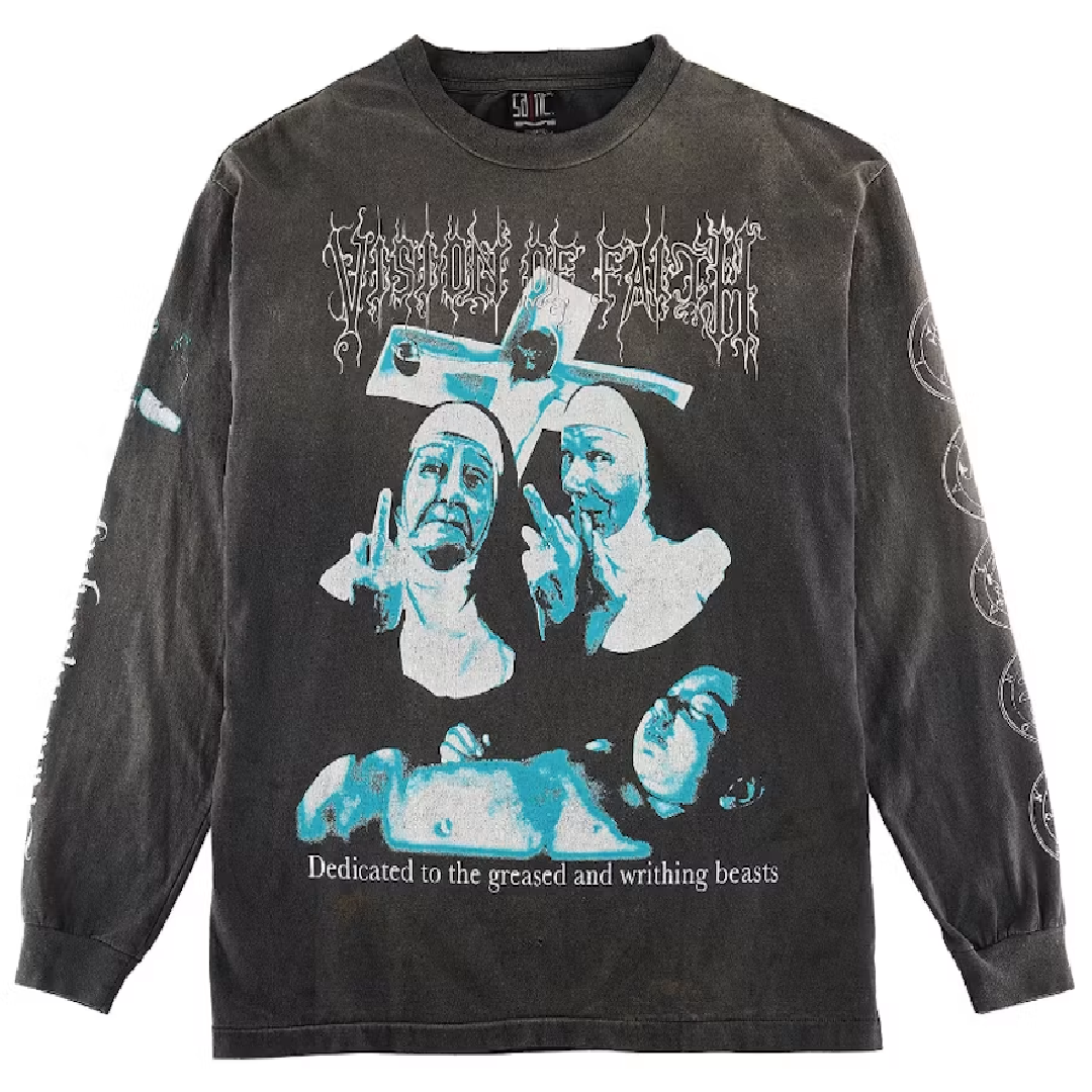 SAINT Mxxxxxx Sisters Graphic Long Sleeve T-Shirt – Black front SAINT Mxxxxxx Sisters Long Sleeve T-Shirt – Black - Image 1