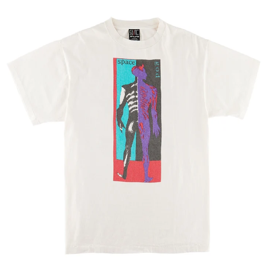 SAINT Mxxxxxx Space God Vintage Graphic T-Shirt – White front SAINT Mxxxxxx Space God T-Shirt – White - Image 1