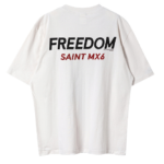 SAINT Mxxxxxx White Faded Cotton Bike Freedom T-Shirt - Image 2