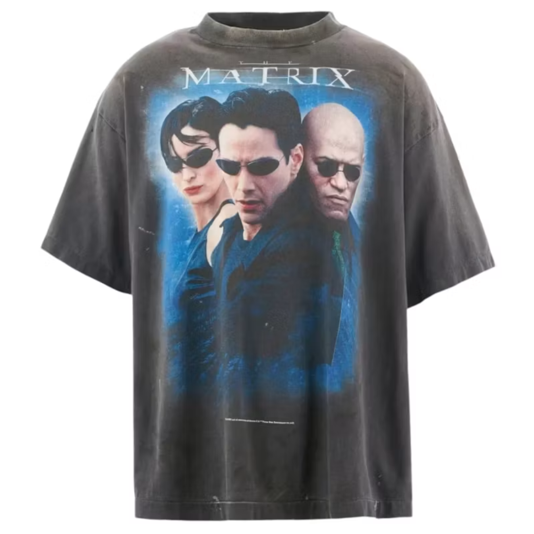 SAINT Mxxxxxx White Logo Matrix T-Shirt – Black front SAINT Mxxxxxx White Logo Matrix T-Shirt – Black - Image 1