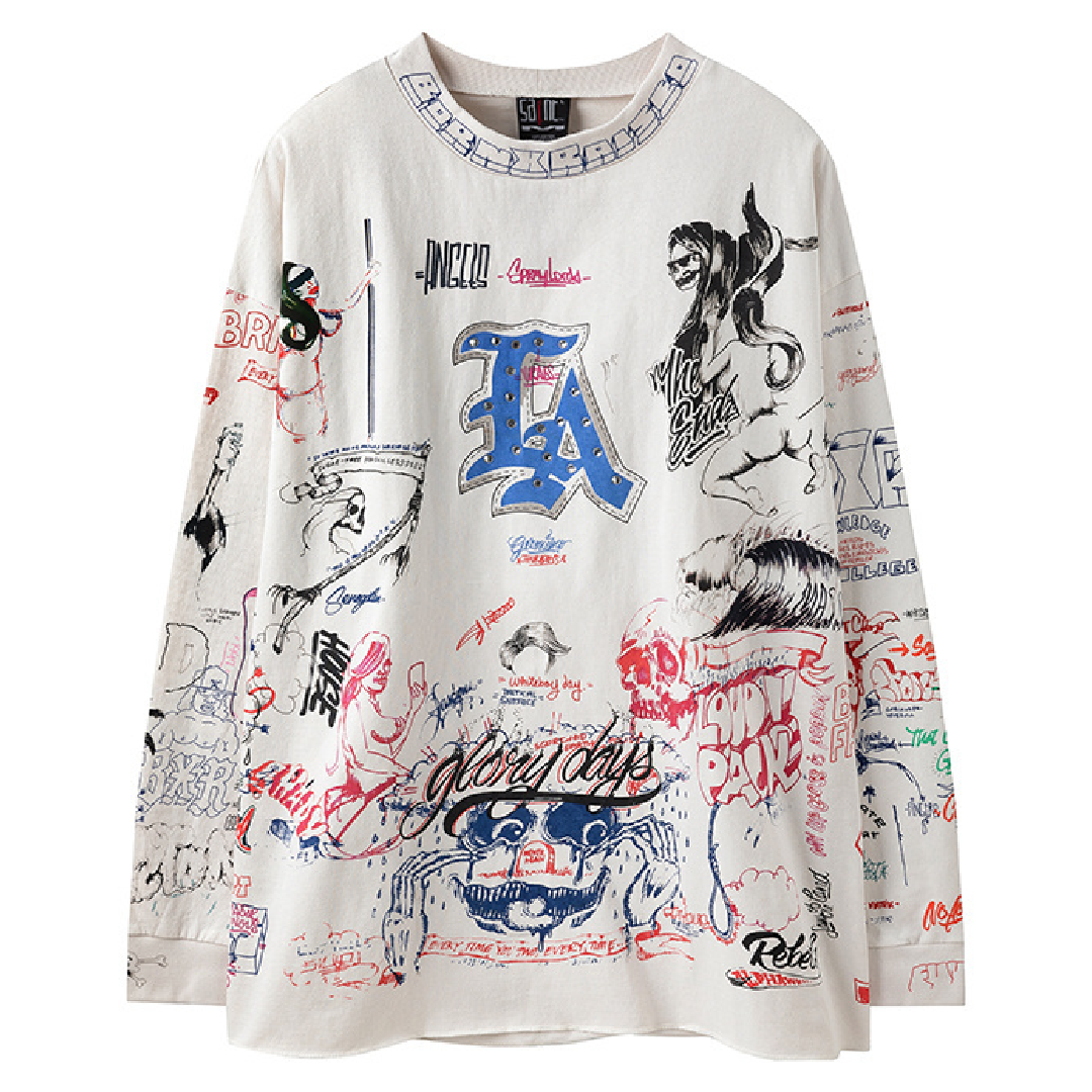 SAINT Mxxxxxx × BORN X RAISED LA Long-Sleeve T-Shirt – White front SAINT Mxxxxxx × BORN X RAISED T-Shirt - Image 1