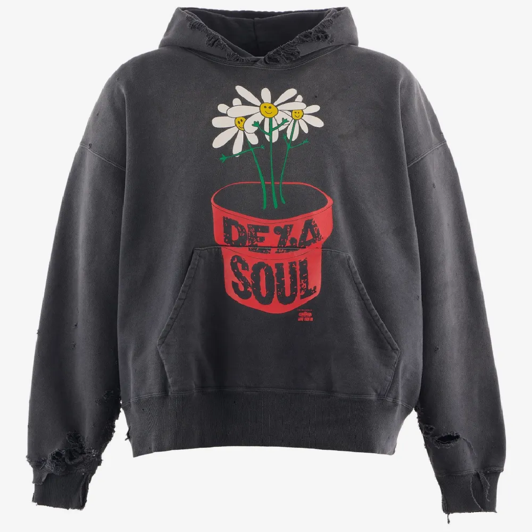 SAINT Mxxxxxx × De La Soul Distressed Graphic Hoodie front SAINT Mxxxxxx × De La Soul Hoodie - Image 1