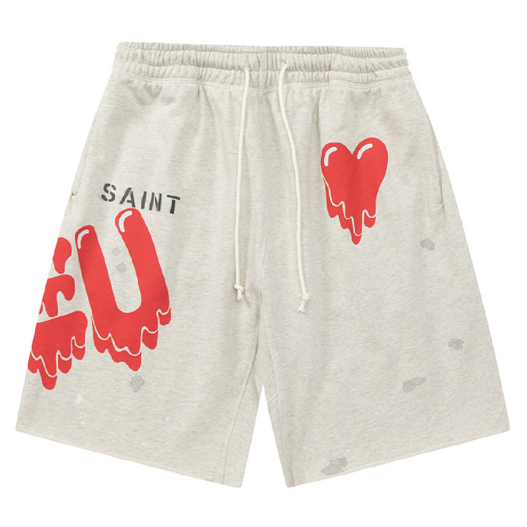SAINT Mxxxxxx × Emotionally Unavailable Heart Graphic Sweatshirt front SAINT Mxxxxxx × Emotionally Unavailable Heart Graphic Sweatshort - Image 1