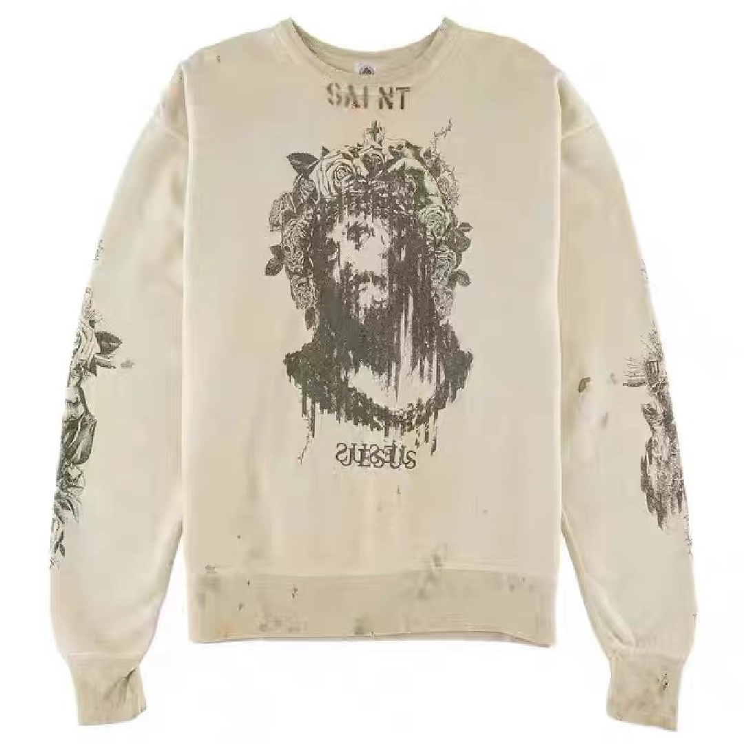 SAINT Mxxxxxx × Kawamura Jesus Graphic Print Sweatshirt front SAINT Mxxxxxx × Kawamura Jesus Sweatshirt - Image 1
