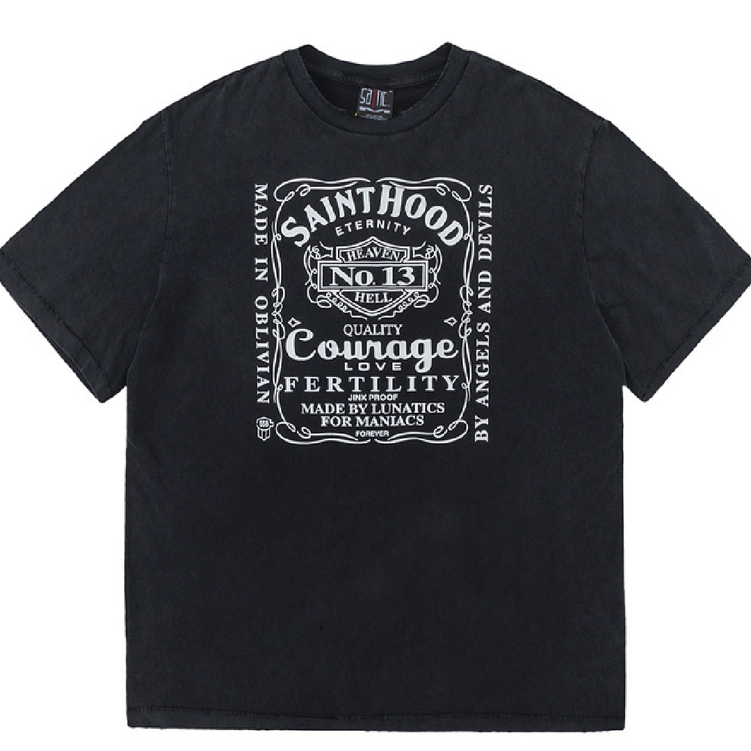 SAINT Mxxxxxx × NEIGHBORHOOD Skull Biker Graphic T-Shirt front Saint Michael X NEIGHBORHOOD Skull Biker T-Shirt - Image 1