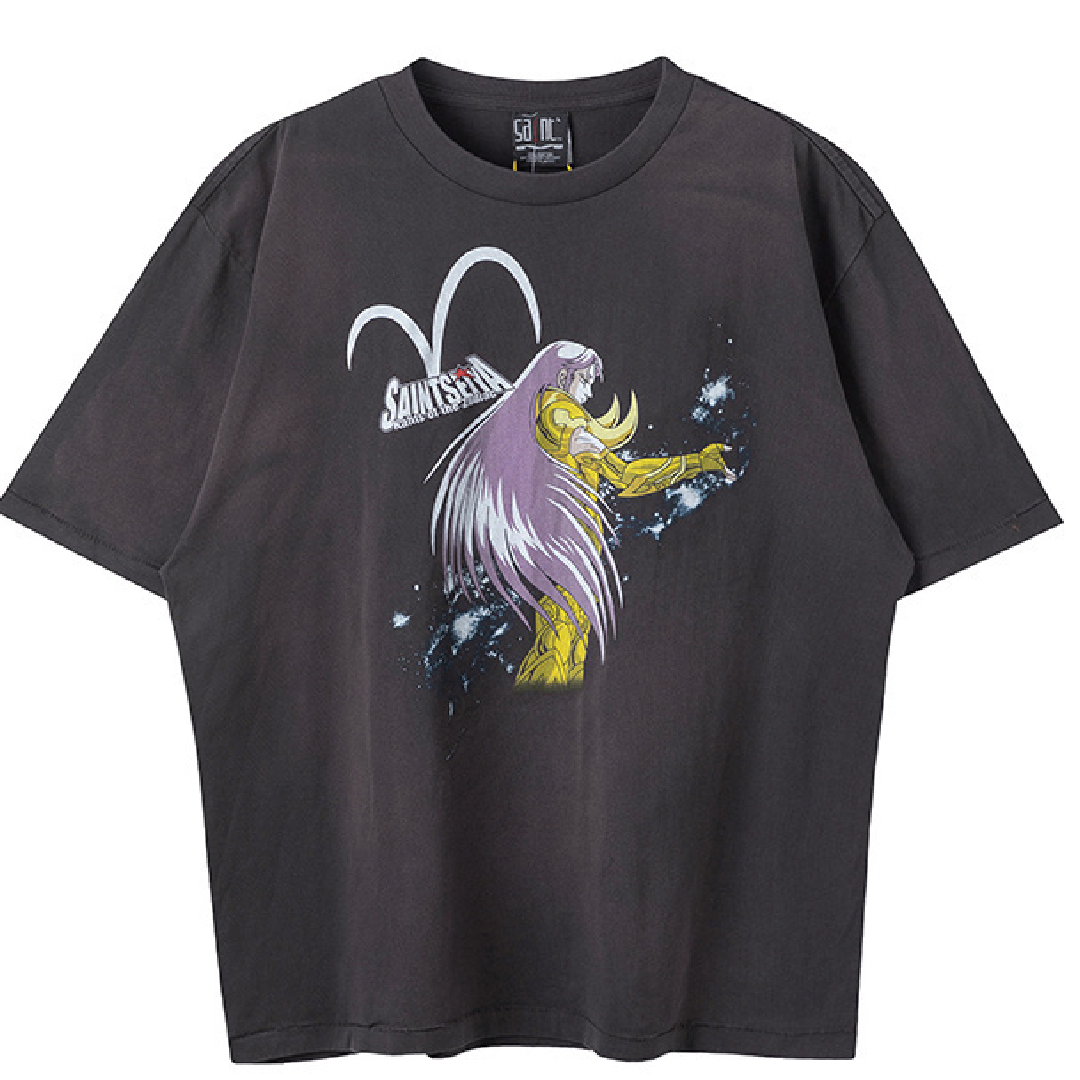 SAINT Mxxxxxx × Saint Seiya Graphic T-Shirt front Saint Michael × Saint Seiya Short Sleeve T-Shirt - Image 1