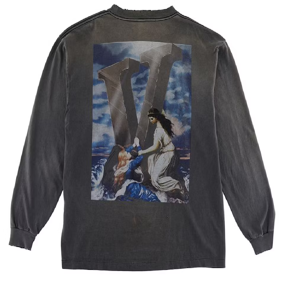 SAINT Mxxxxxx × VLONE Maria Graphic Long Sleeve T-Shirt – Black front SAINT Mxxxxxx × VLONE Maria Long Sleeve T-Shirt – Black - Image 1